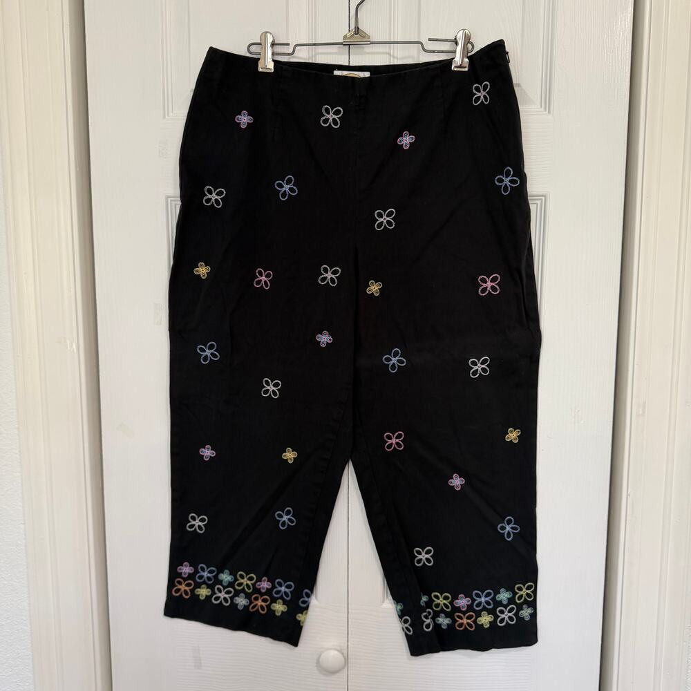Y2k Vintage 90's Talbots Embroidered Flower Stretch Pants